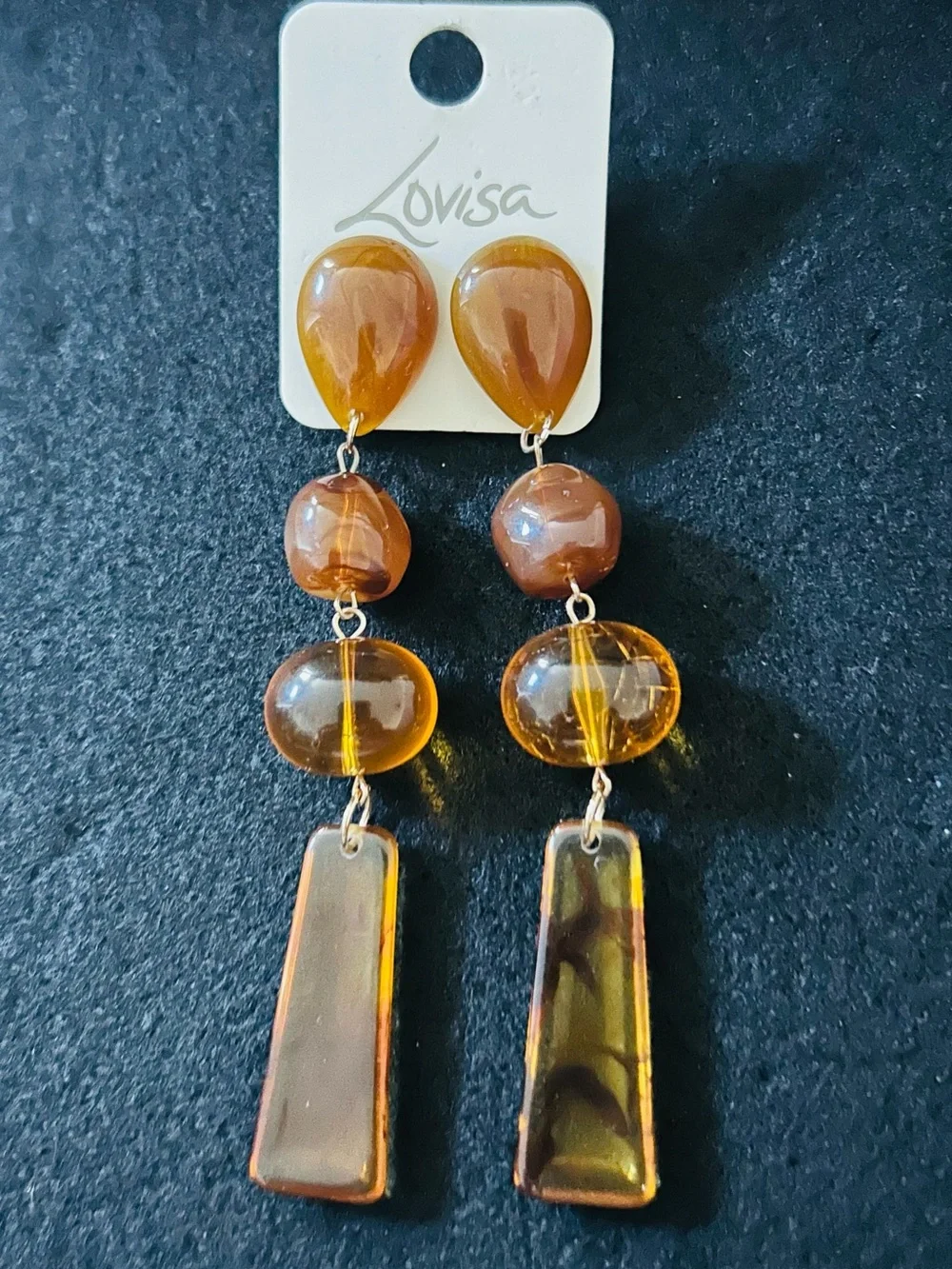 Lovisa Lightweight Amber Colored Drop Dangle Earrings NWOT